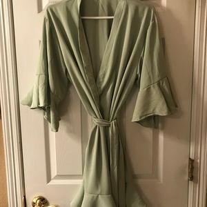 Sage Green Ruffle (Bridesmaid) Robe One Size